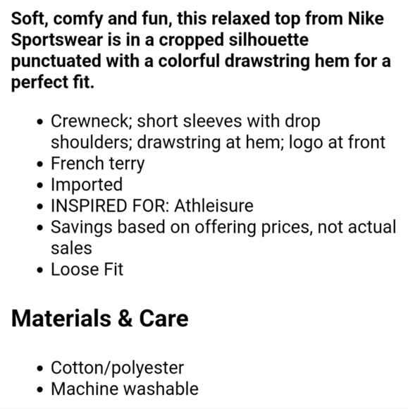 Nike Icon Clash Cropped Tee Size Large Cropped Black Shirt w/ Drawstring Waist - Picture 8 of 8